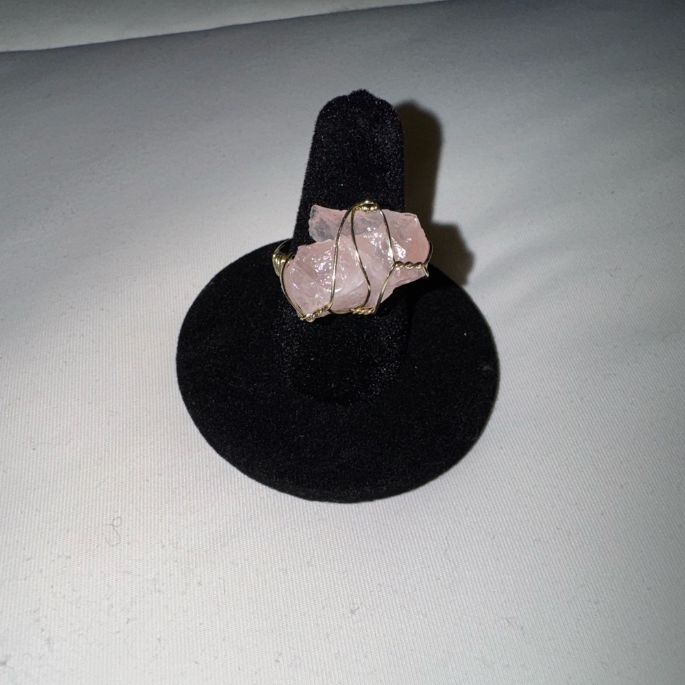 Rose Quartz (Raw) Wrapped RIng